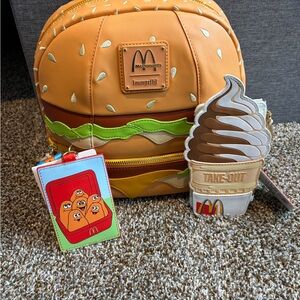 McDonald’s Big Mac Loungefly Mini Backpack McNugget Cardholder & Soft Serve Card